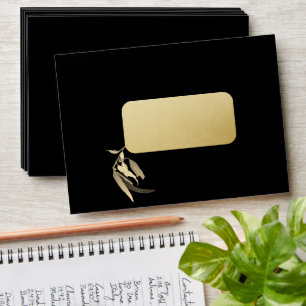 Matching Gold Foil Black Eucalyptus Christmas  Envelope