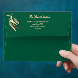 Matching Gold Foil Green Eucalyptus Christmas Envelope