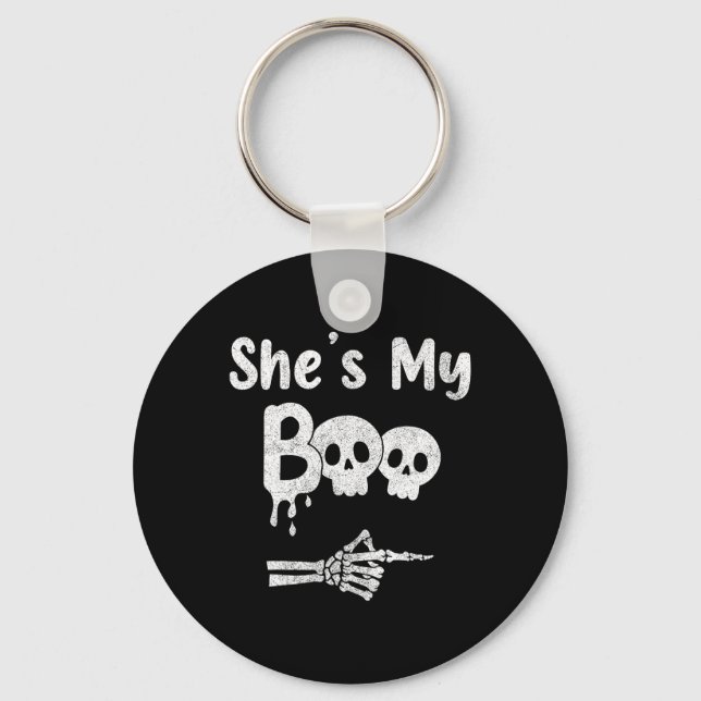 Matching Halloween Pajama Couples  Key Ring (Front)