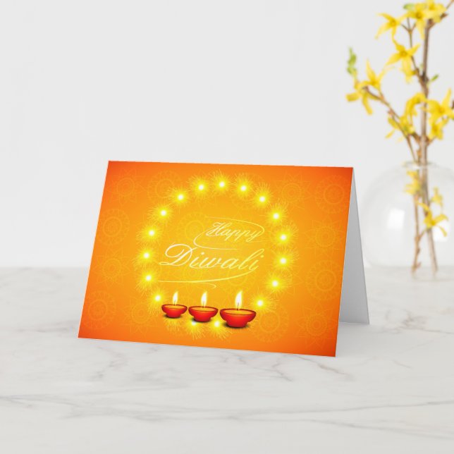 Matching Happy Diwali Yellow Greeting / Invitation (Yellow Flower)