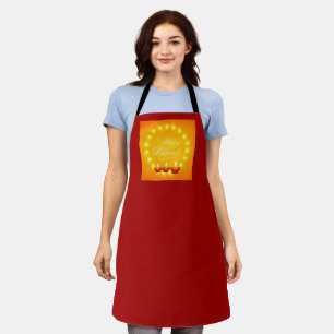 Matching Happy Diwali Yellow & Red Apron