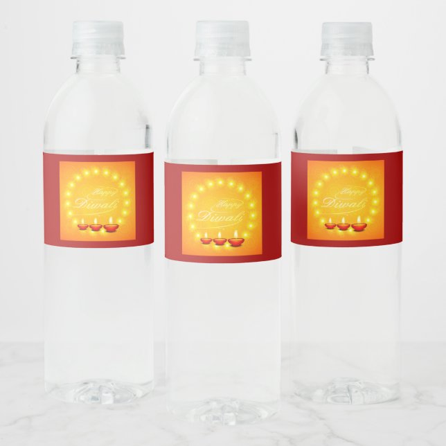 Matching Happy Diwali Yellow Water Bottle Label (Bottles)