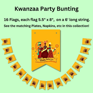 Matching Happy Kwanzaa 3 Ladies Yellow Bunting