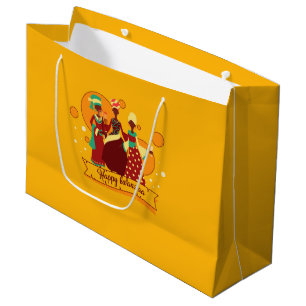 Matching Happy Kwanzaa 3 Ladies Yellow Large Gift Bag