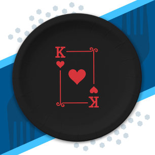 Matching King Hearts Suit Playing Cards Modern Paper Plate