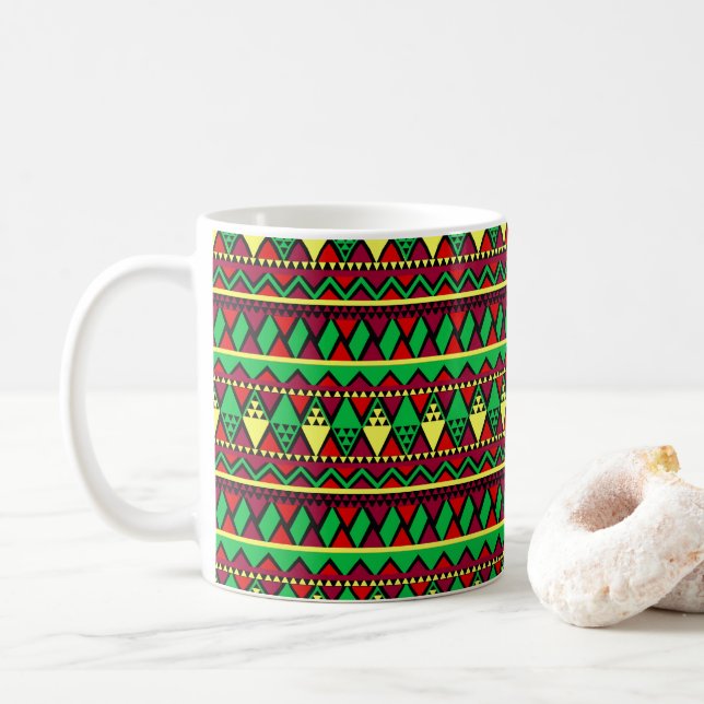 Matching Kwanzaa Yellow Red Black Green Coffee Mug (With Donut)