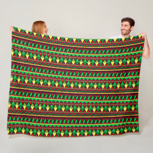 Matching Kwanzaa Yellow Red Black Green Large Fleece Blanket