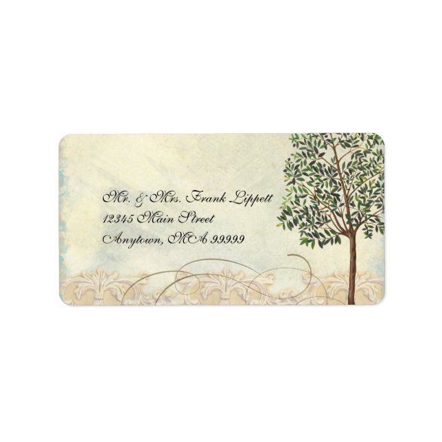 Matching Mailing Labels, Tuscan Olive Tree Swirl Label (Front)