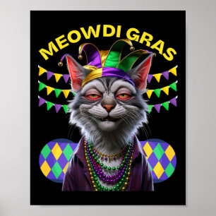 Matching Mens Womans Funny Meowdi Gras Cat Mardi G Poster