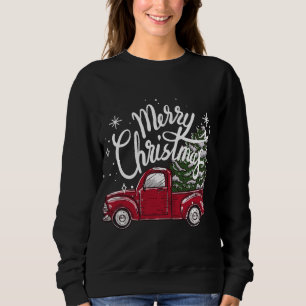 Matching Merry Christmas Tree on Red Truck Car Cos Sweatshirt