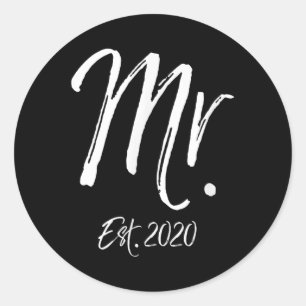 Matching Mr. &amp; Mrs. Est. 2020 Wedding Gifts Mr Classic Round Sticker