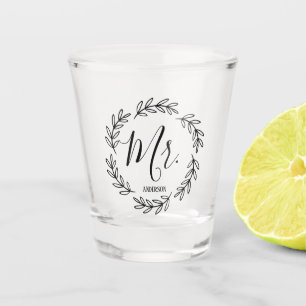 Matching Mr. Monogram Wreath Shot Glass