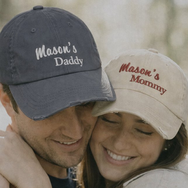Matching Mummy Daddy embroidered caps set (Creator Uploaded)
