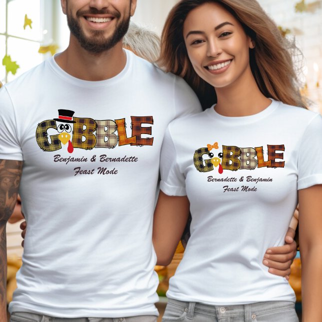 Matching Name Thanksgiving Couple Turkey Gobble B T-Shirt (Creator Uploaded)