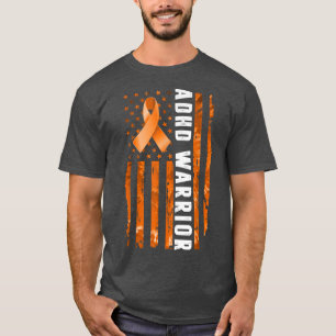 Matching Orange US America Flag ADHD Awareness War T-Shirt