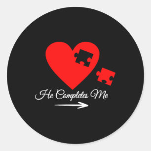 Matching Outfit Husbynd Wife Boyfriend Girlfriend Classic Round Sticker