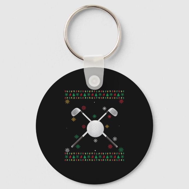 Matching Outfits For Holiday Party Golf Ugly Chris Key Ring (Front)