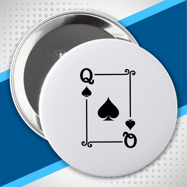 Matching Queen Spades Suit Playing Cards Modern 10 Cm Round Badge (Creator Uploaded)