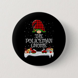 Matching Red Buffalo Plaid The Policeman Gnome Chr 6 Cm Round Badge