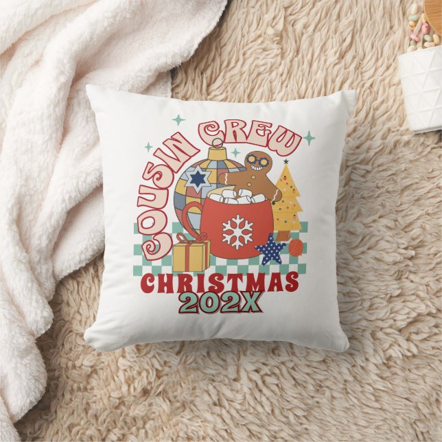 Matching retro cousin crew Christmas kids Cushion (Blanket)