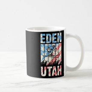 Matching Retro Style Mountain Skiing Eden Utah Tri Coffee Mug