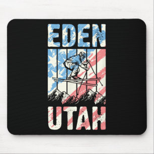 Matching Retro Style Mountain Skiing Eden Utah Tri Mouse Pad