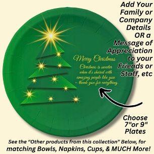Matching Set Green Tree 20xx Change Name 7" Paper Plate
