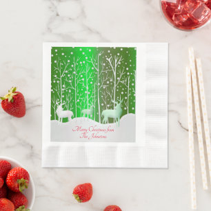 Matching Set White Reindeer Edit Name Luncheon Napkin