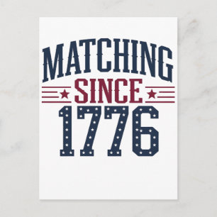 Matching Since 1776 250th Anniversary 4th of July Holiday Postcard