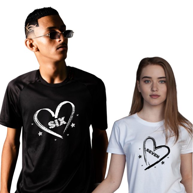 Matching Six and Seven Heart Couple T-Shirt (Creator Uploaded)