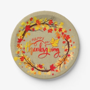 Matching Thanksgiving Autumn Leaf Tones 7" (small) Paper Plate