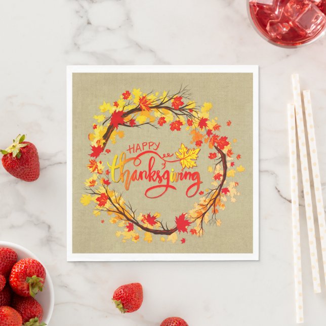 Matching Thanksgiving Autumn Leaf Tones Luncheon Napkin (Insitu)
