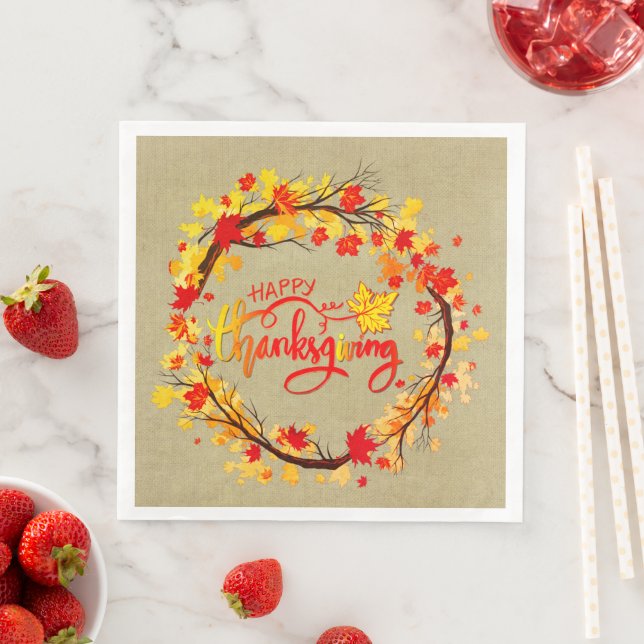 Matching Thanksgiving Autumn Leaf Tones Napkin (Insitu)
