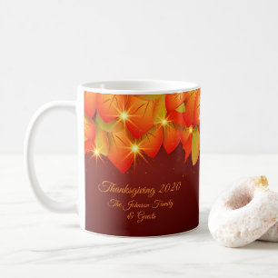 Matching Thanksgiving Orange Leaf Name Year Coffee Mug