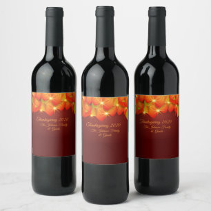 Matching Thanksgiving Orange Leaf Name Year Wine Label