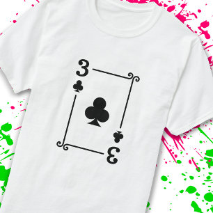 Matching Three Clubs Suit Playing Cards Modern 3 T-Shirt