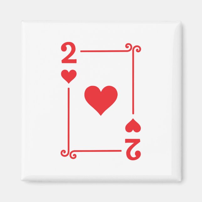 Matching Two Hearts Suit Playing Cards Modern 2 Magnet (Front)