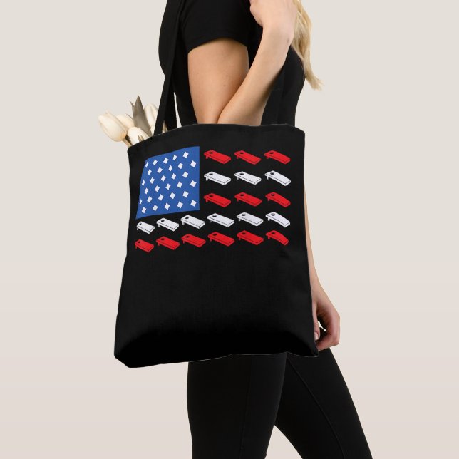 Matching USA Flag Cornhole Game  Tote Bag (Close Up)