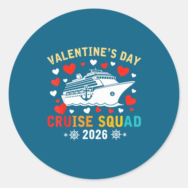 Matching Valentines Cruise Squad 2026 Cruise Ship  Classic Round Sticker (Front)