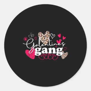 Matching Valentines Day Galentines Gang Cute Leopa Classic Round Sticker