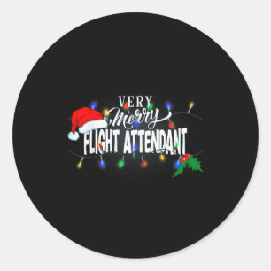 Matching Very Merry Flight Attendant Christmas  Classic Round Sticker