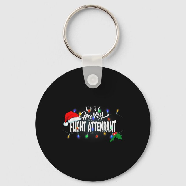 Matching Very Merry Flight Attendant Christmas  Key Ring (Front)