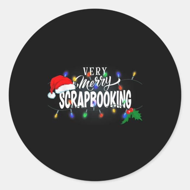 Matching Very Merry Scrapbooking Christmas  Classic Round Sticker (Front)
