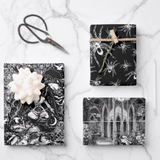 Matching Victorian Gothic Black and White Goulish Wrapping Paper Sheet