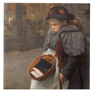 Matchstick Girl Poor Street Urchin Urban Poverty Ceramic Tile