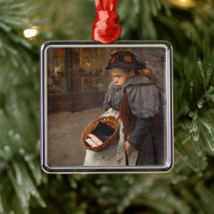 Matchstick Girl Poor Street Urchin Urban Poverty Metal Ornament