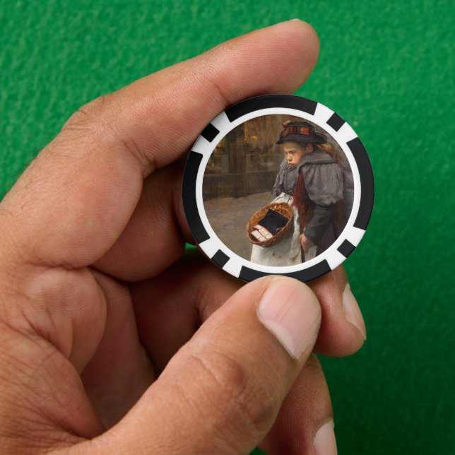 Matchstick Girl Poor Street Urchin Urban Poverty   Poker Chips (Hand)