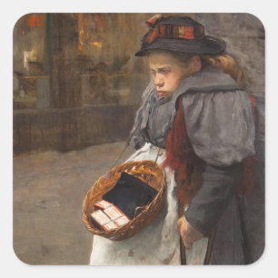 Matchstick Girl Poor Street Urchin Urban Poverty   Square Sticker