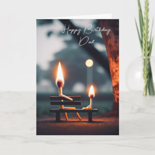 Matchsticks On a Bench for Dad's Birthday Card