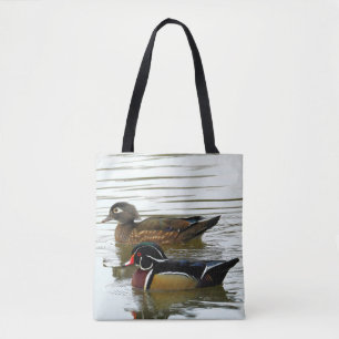 Mated pair of colourful Wood Ducks Tote Bag